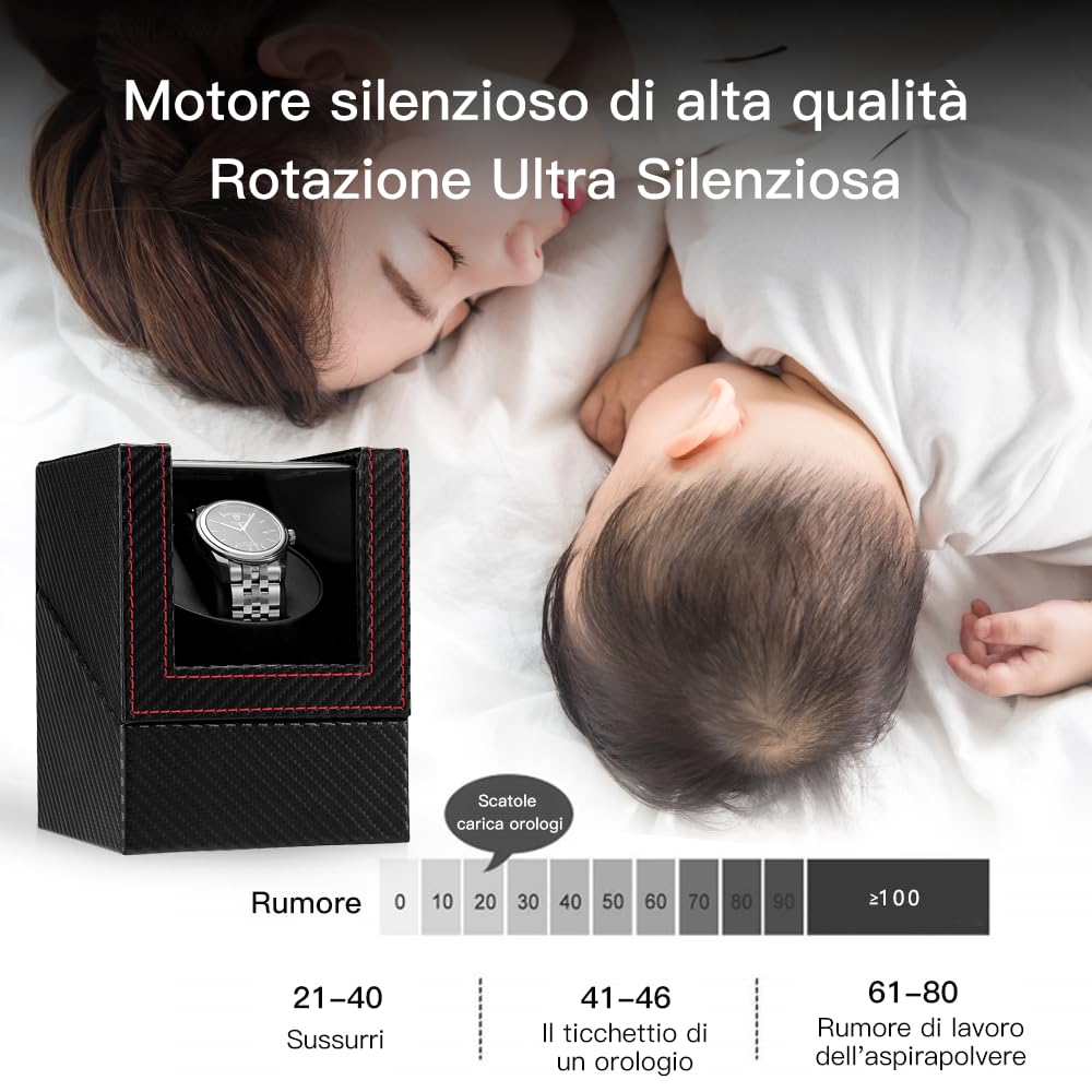 Scatola Carica Orologio Scatola orologio a carica automatica in cuoio con motore silenzioso per orologi da polso