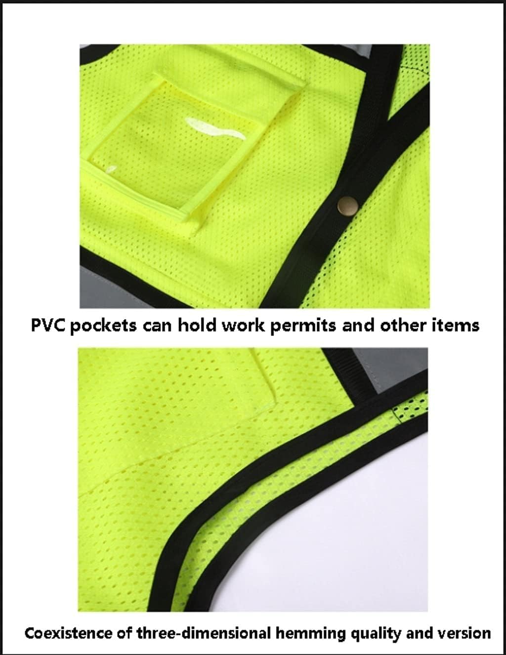 hi vis chaleco reflectante de alta visibilidad, Chaleco de seguridad Chaleco de seguridad de moda Chaleco reflectante de 4 bolsillos for andar en bicicleta y trotar