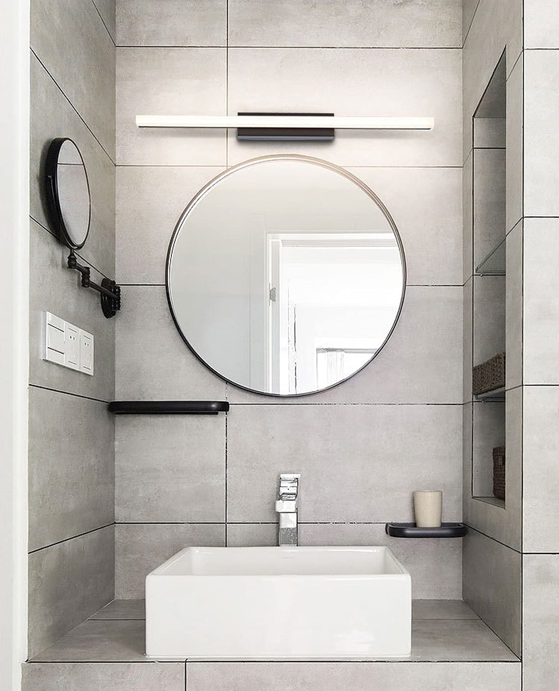 Luce specchio bagno, Lampada specchio per, Lampade parete con interruttore cavo Luce specchio Luci moderne specchio cosmetico in cristallo mobile toeletta, Bianco naturale 4000K