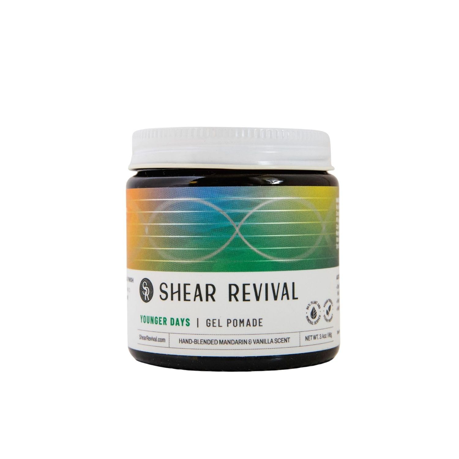 Shear Revival Pomada de gel Younger Days - Medium Hold Gel para peinar el cabello a base de agua, fórmula vegana de alto brillo, con aroma a mandarina y vainilla, 96 g