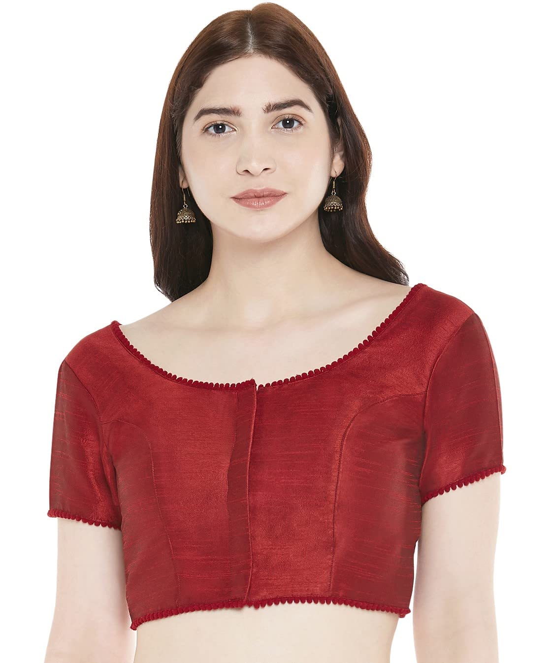 Studio Shringaar Women's Readymade Polyester Padded Saree Blouse with Short Sleeves.