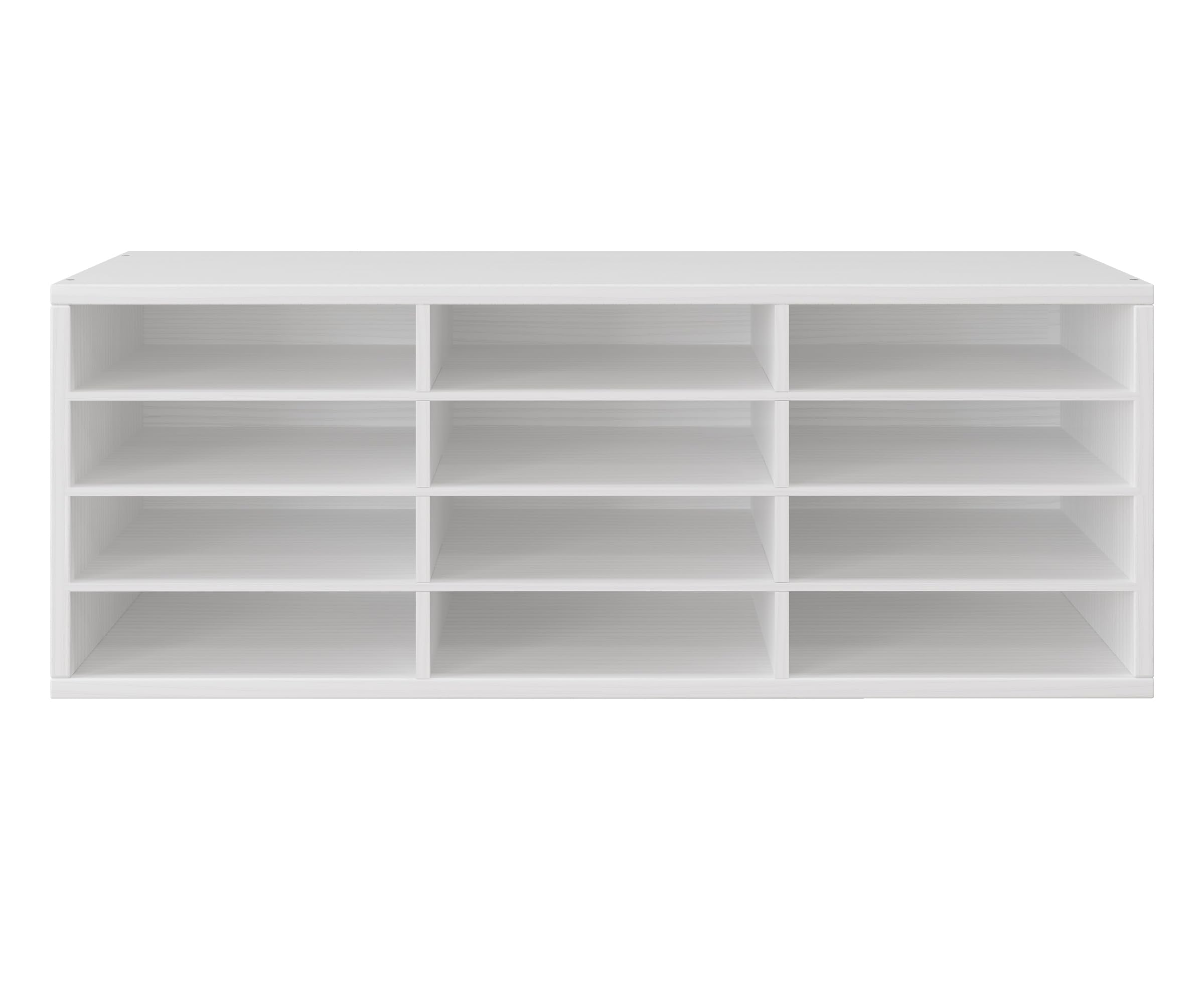 12 Fächer Schreibtisch Ablagefächer Holz, Aktenablage A4 stapelbar,Schreibtisch Ordner Organizer, Büro Briefablage, Halten Sie Ihren Desktop Sauber, Weiß