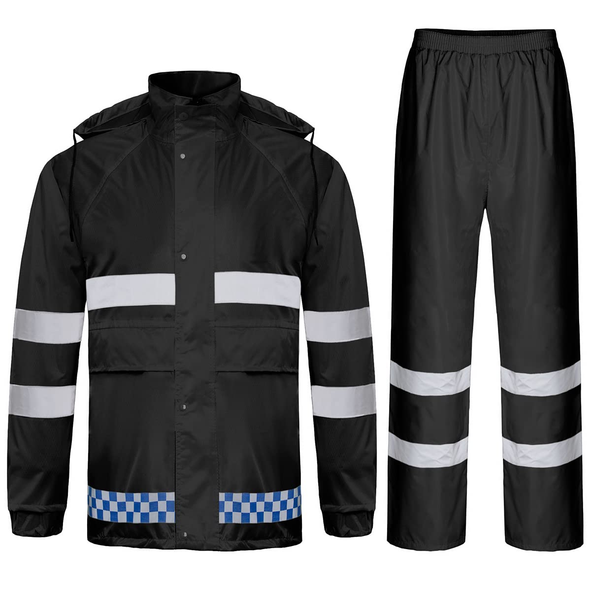 Herren Regenanzug mit Kapuze Reflektierender Winddicht Regenjacke und Regenhose Wasserdichter Arbeitskleidung Jacke und Hose Set für Herren