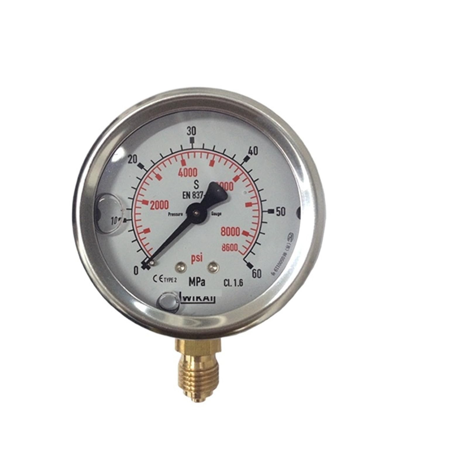 Manómetro de tubo Bourdon, acero inoxidable, diámetro de superficie de 100 mm(0~10bar/0~1MPa,M20*1.5)