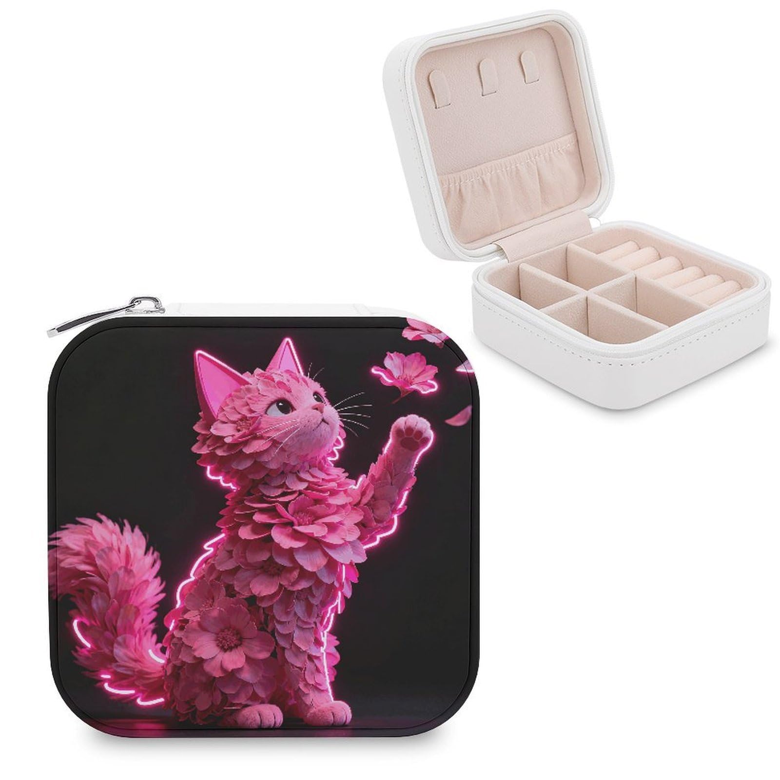 FekiLoot Neon Beast Jewelry Box Exquisite Jewelry Organizer Silver Gold Trinket Storage Case Multi Compartments Cute Earrings Ring Necklace Holder For Woman Household Gift