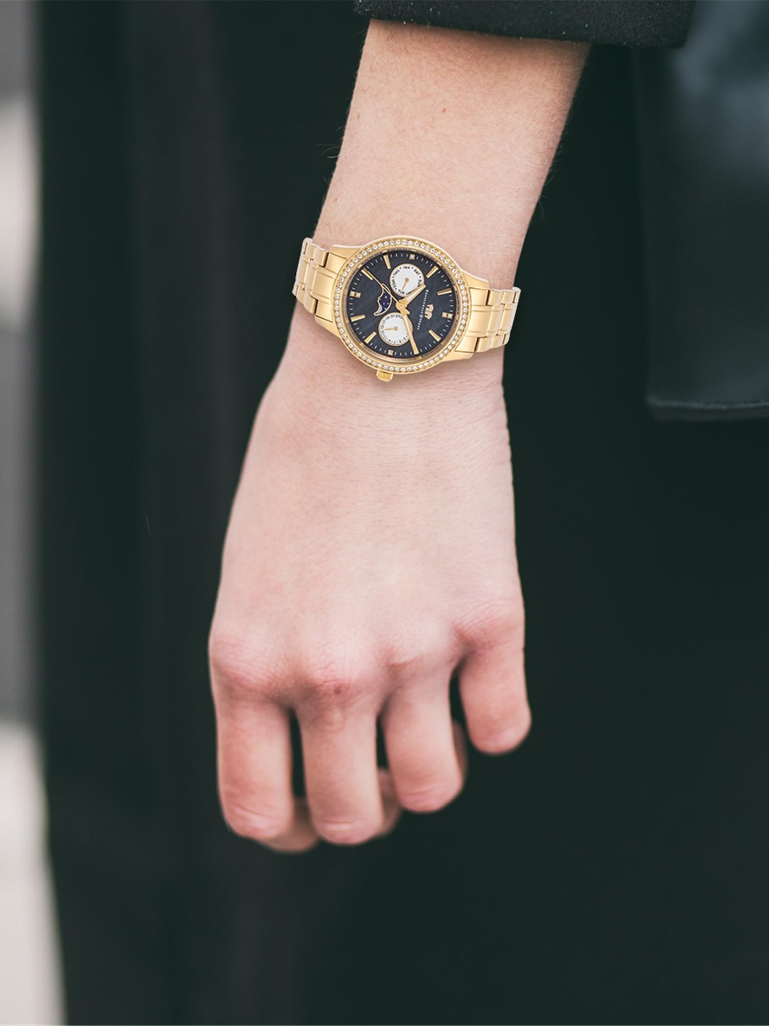 Rhodenwald & Söhne Damen Uhr Edelstahl gelbgold Quarzwerk 3 ATM
