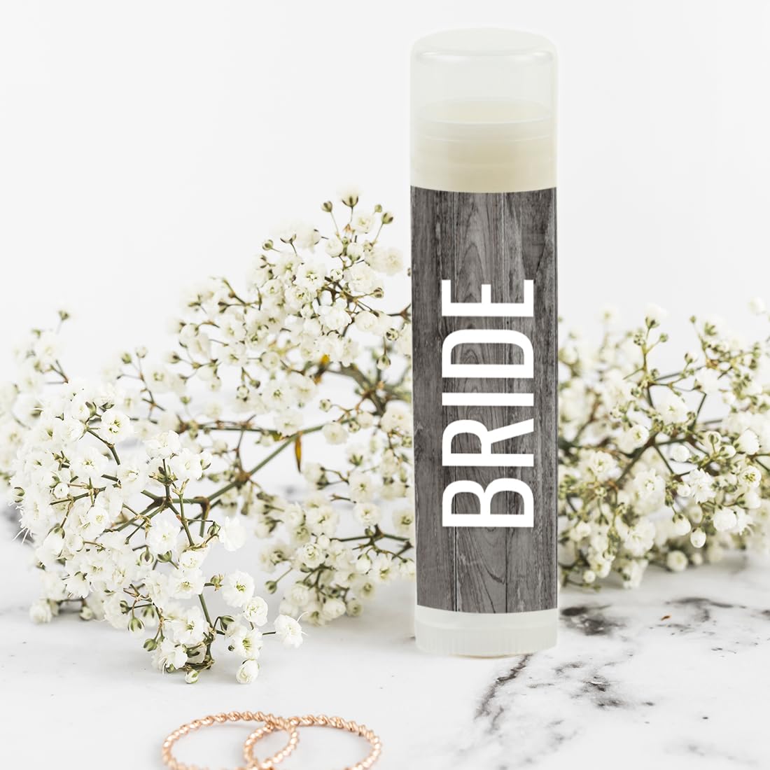 Andaz Press Bridal Shower Bachelorette Party Lip Balm Party Favors, Florals On Gray Rustic Wood, Bride Tribe, Bridesmaid Lip Gloss 12-Pack Lip Balm Party Favors Bridesmaid Lip Balms Bride Lip Balms