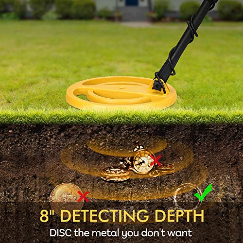 RM RICOMAX Metal Detector for Adults & Kids - High-Accuracy Waterproof Metal Detector w/LCD Display Control Box [P/P Function & DISC Mode & Distinctive Audio Prompt] 10 Inch Search Coil, Yellow - Thumbnail 5