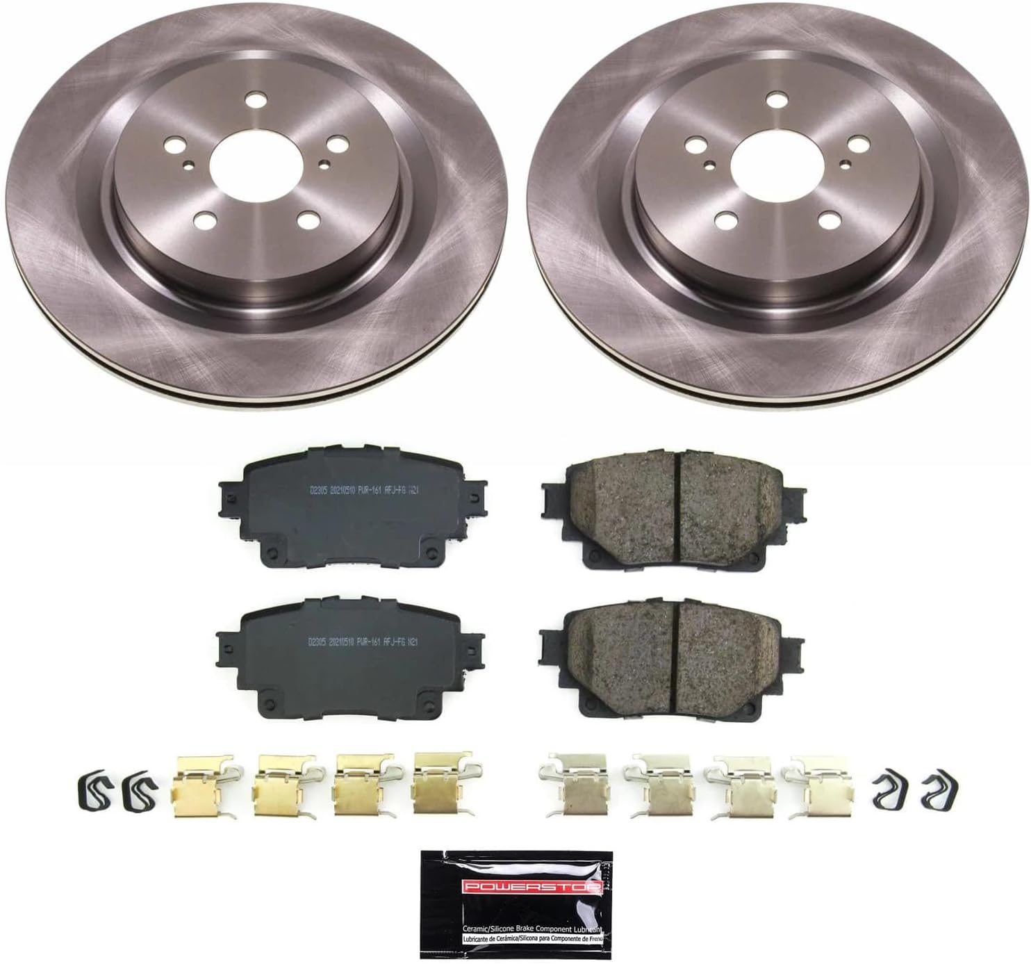 PowerStop Rear Brake Kit For Lexus RX350 2023-24 |RX350h 2023-24 |RX500h 2023-24 |Toyota Highlander 2020-24 - Disc Rotors & Ceramic Brake Pads Replacement, KOE8773