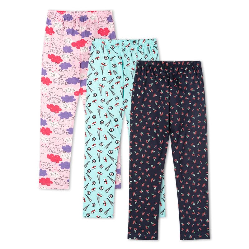 Image of Real Basics Girls Cotton All Over Print Pajamas(Pack of 3)