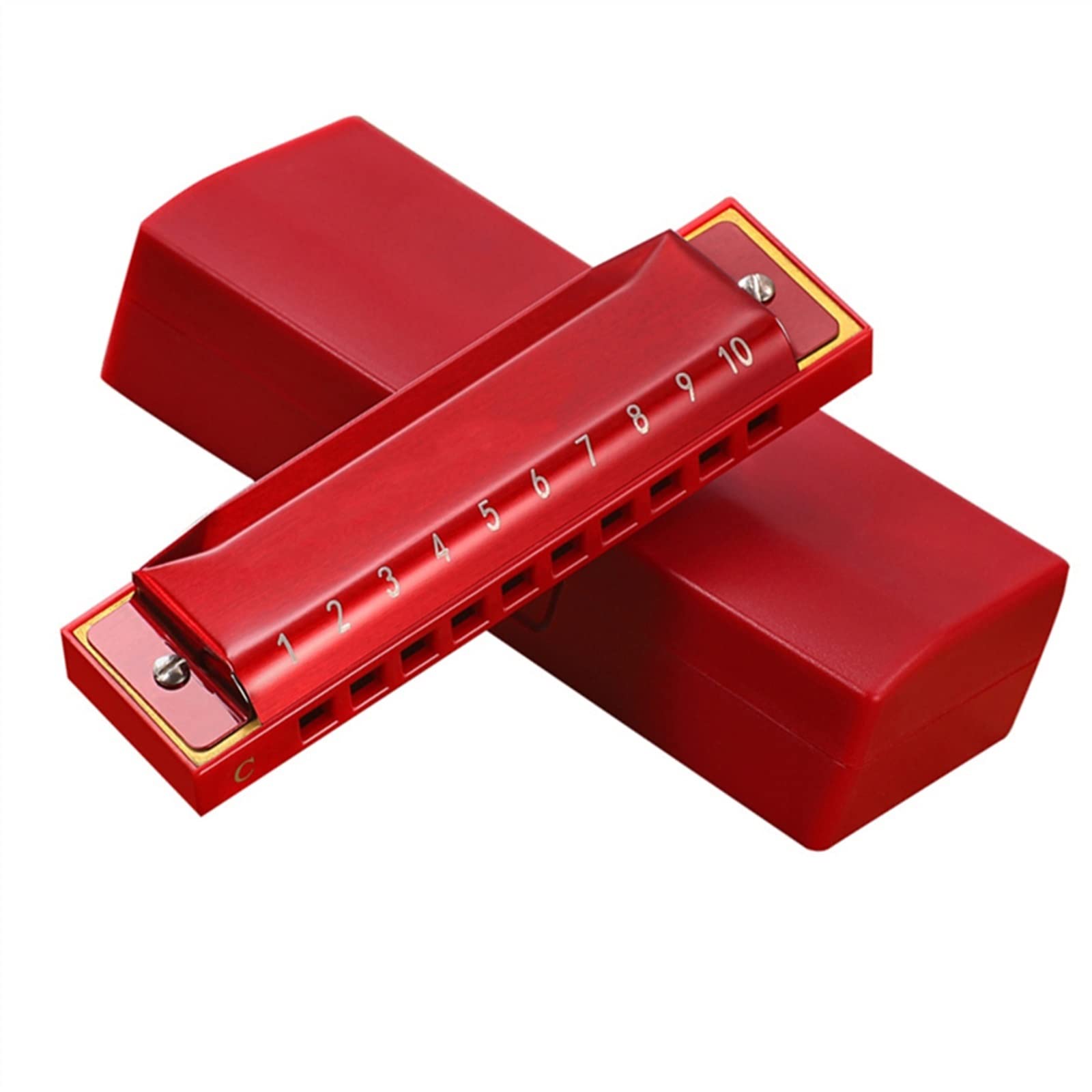 Chiave C Armonica 10 Fori 20 Toni Arpa Bocca Organo Armonica per Adulti, Principianti, Studenti Armonica per Principianti (Color : Crimson)