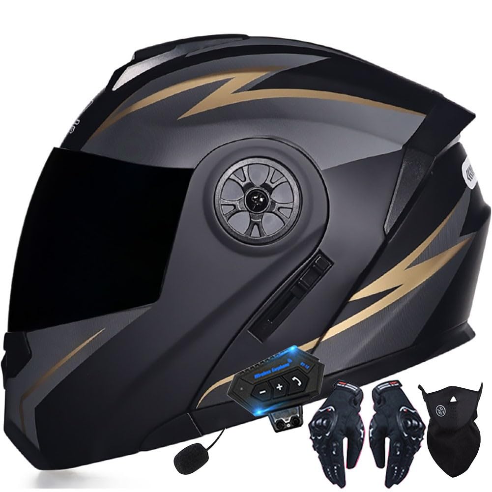 Casco Integrale Modulare, Casco Moto Apribile Bluetooth con Doppia Visiera Caschi Integrati Altoparlante Integrato Auricolare Microfono Certificazione DOT/ECE