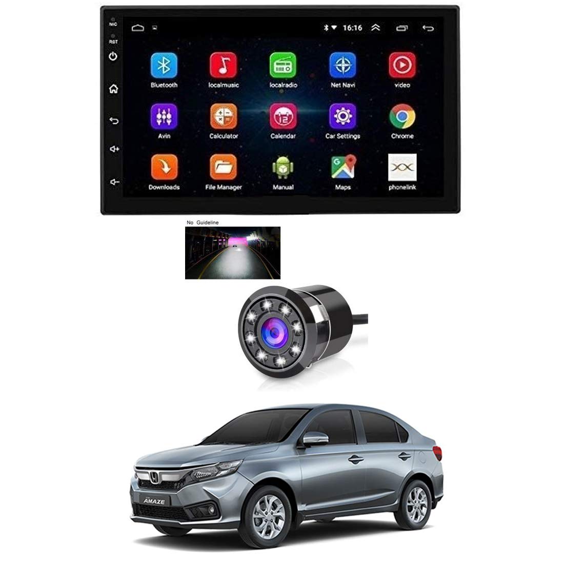 AYW Android Double Din Screen 7 inch Car Media Player with Touch Screen, Mirror Link, Bluetooth, Media Player with Rear Camera Universal for All Cars-image-42