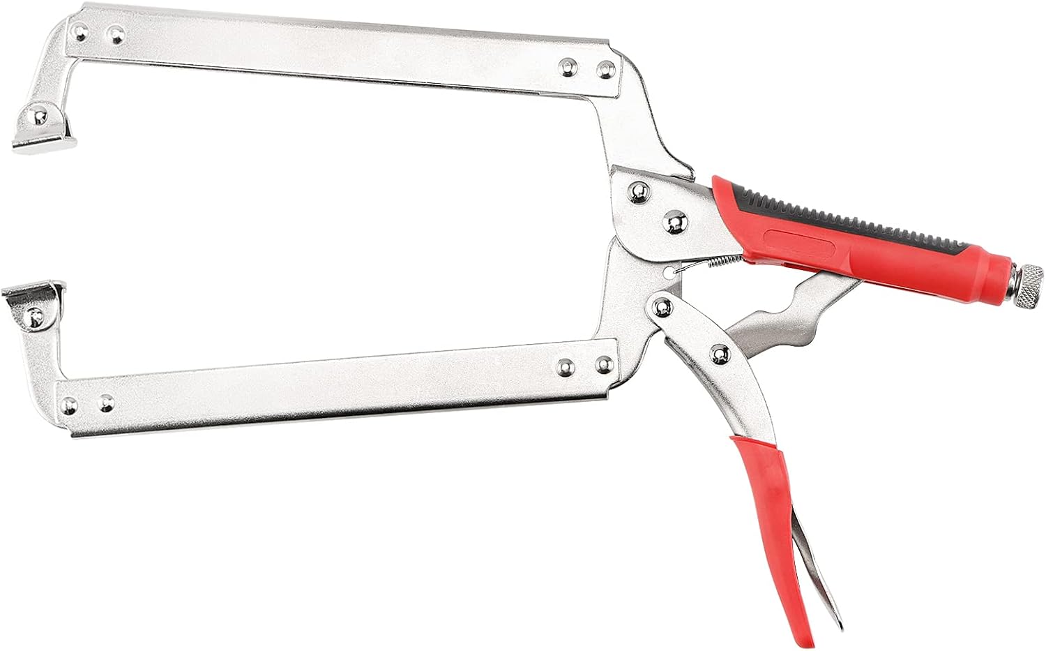 PINGEUI 2 PCS 18 Inch C Clamp Locking Pliers, Heavy Duty C Clamps with Swivel Pads and Rubber Handle Sleeve, Adjustable Welding Woodworking Tools, 7 Inch Max Jaw Opening