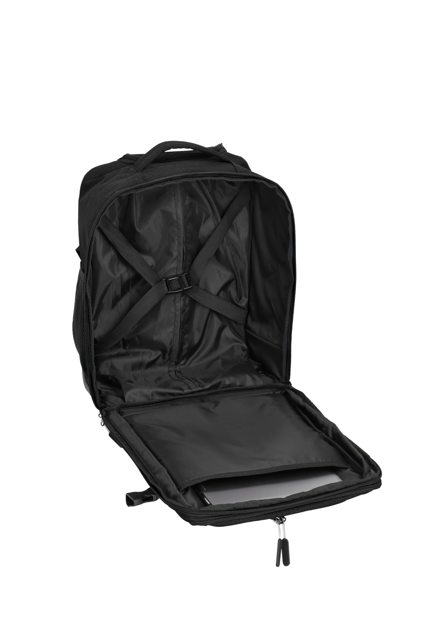 Travelite Rucksack KICK OFF, Laptopfach 15,6 Zoll, Handgepäck Rucksack mit Rollen und Teleskopgestänge, vielseitiger Reiserucksack, 30 x 40 x 20/23 cm, 24/28 L