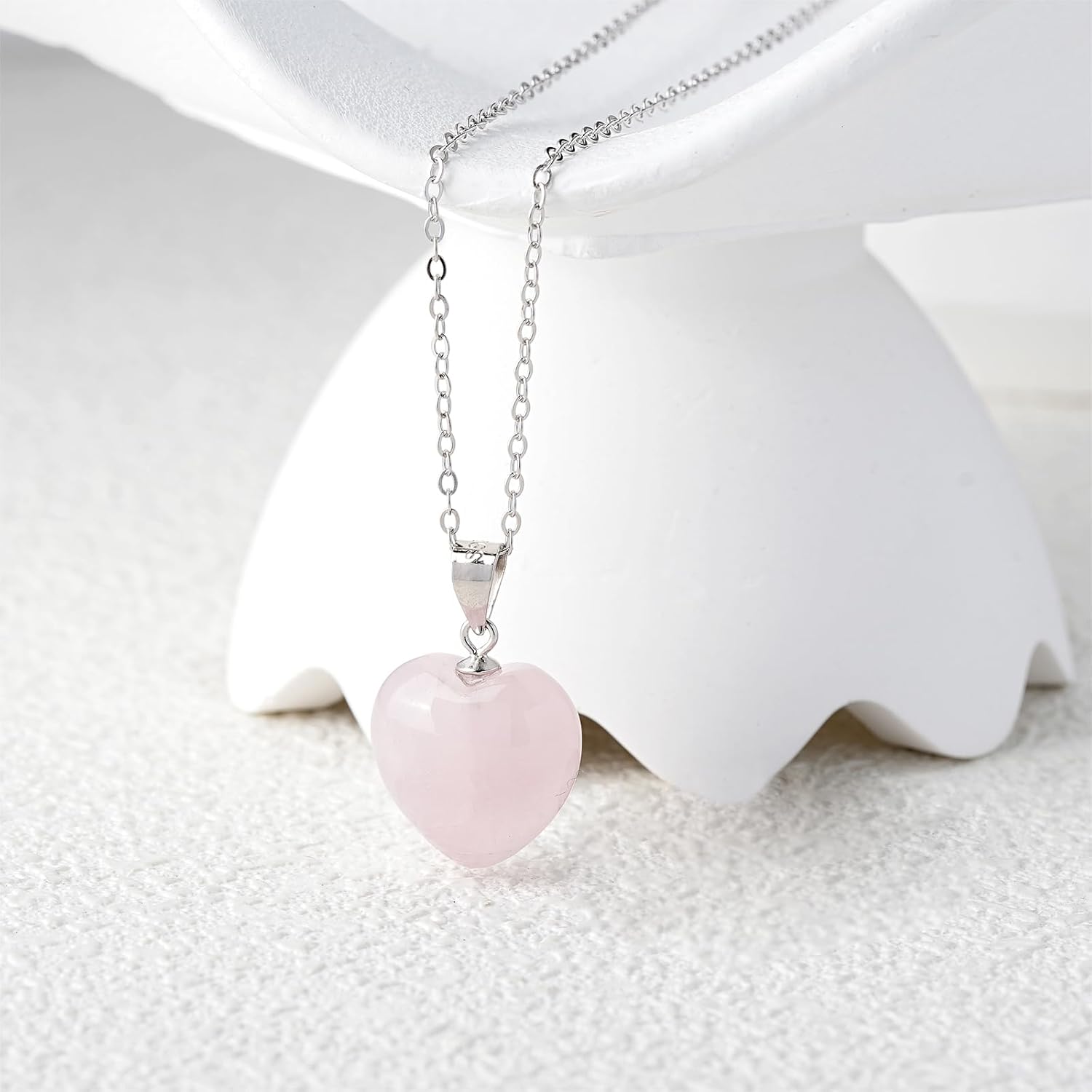 925 Sterling Silver Gemstone Pendant Necklace Heart Natural Stone Jewelry for Women - Image 3