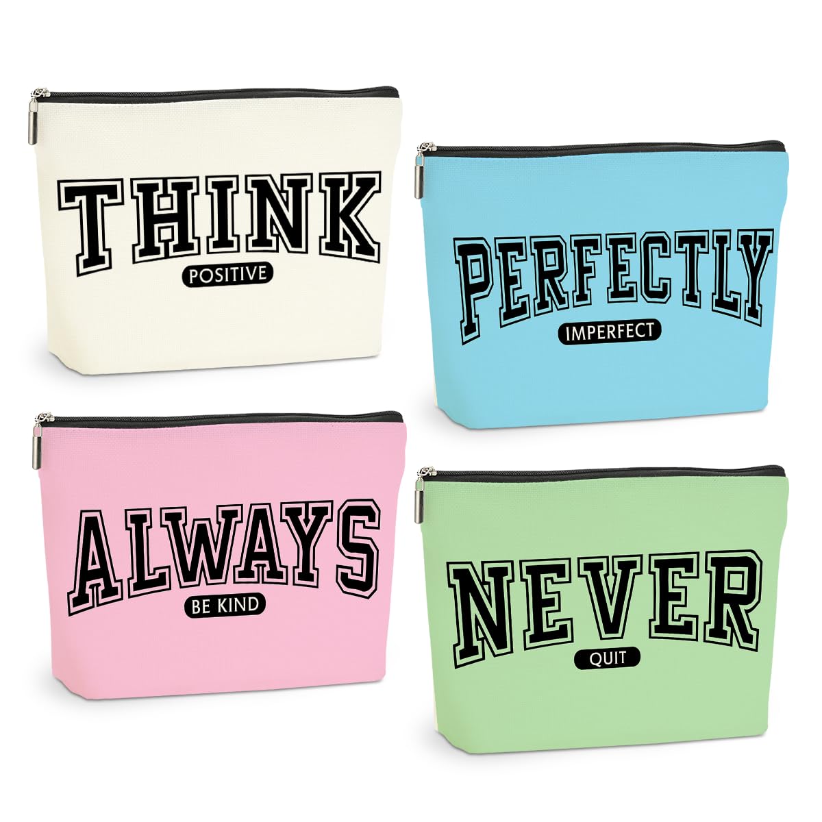 4 Pcs Inspirational Gifts for Women Makeup Bag Cosmetic Bags Motivational Encouragement Gifts for Women Teacher Supervisor Nurse