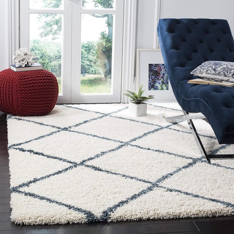 Image of Ultra-Soft Shaggy Carpet (4 X 6 FEET, IvorySlate) Fluffy, Cozy & Durable Area Rug for Living Room, Bedroom & More ? Premium Modern Design