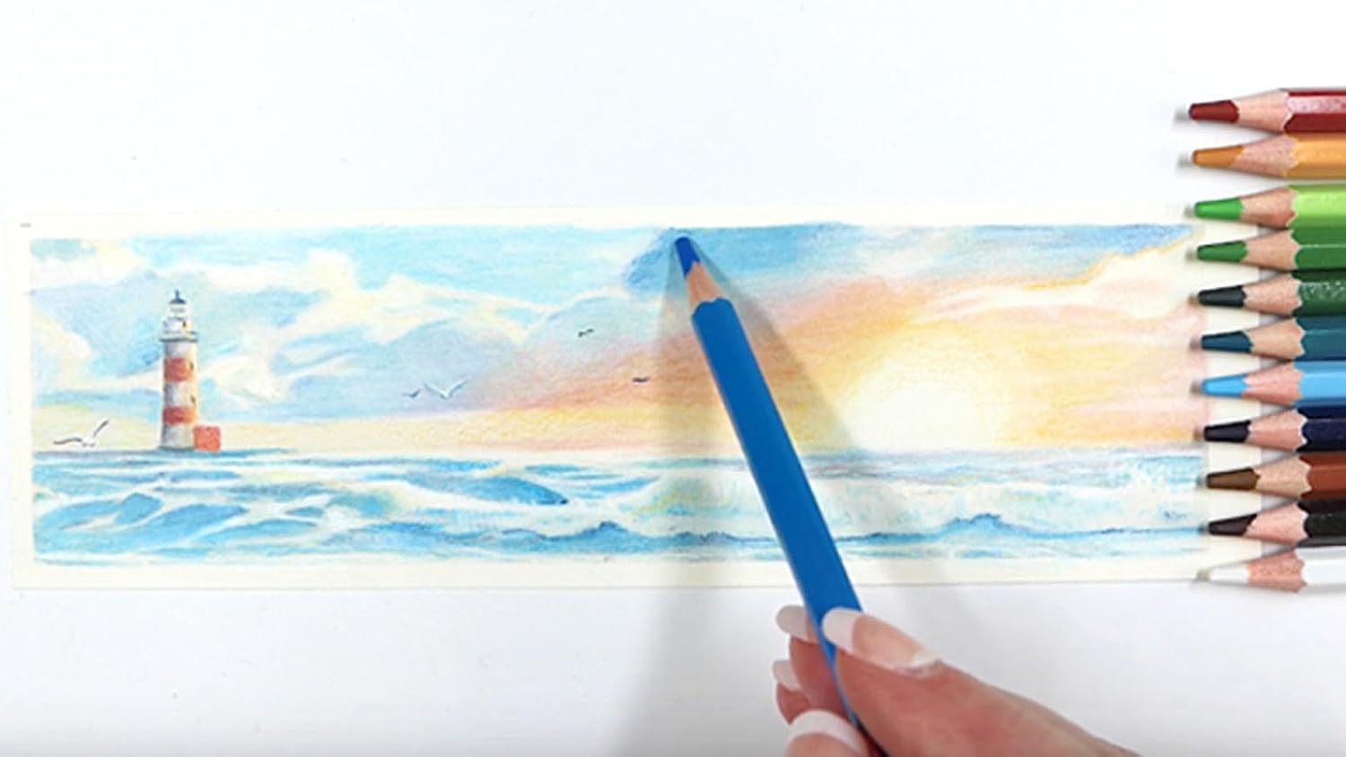 Grizaye Drawing Kit: Sweeping Landscapes Set of 3 Projects, Pre-Printed on Art Paper, Draw with Included Colored Pencils, Step-by-Step Tutorial and Color Guide for All Artists