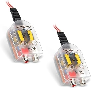 2 PCS Car Audio Converter, K-28 High Frequency to Low Frequency Output Speaker Output RCA Line Control Audio Signal Adapter, CD Player High and Low Modified Audio Cable Multicolored