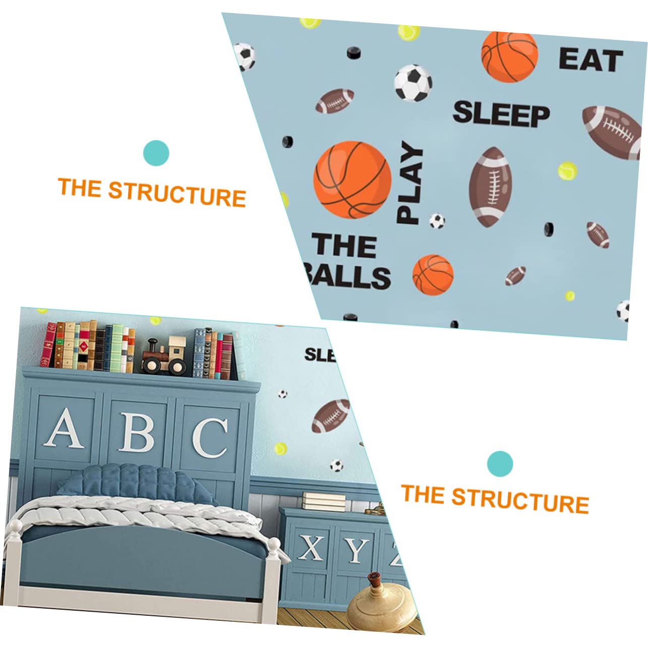 Toyvian 4pezzi Adesivi Murali Decorativi Per Ragazzo Ragazza Stickers Rimovibili Con Motivi Sportivi Di Calcio e Basket Per Camerette e Stanze Dei Giochi