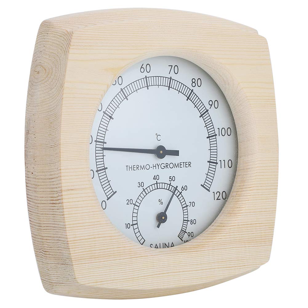 2 In 1 Sauna Thermometer and Hygrometer,Wood Thermo-Hygrometer,Digital Sauna Room Thermometer Temperature Humidity Meter Wooden Accessories for Steam Room