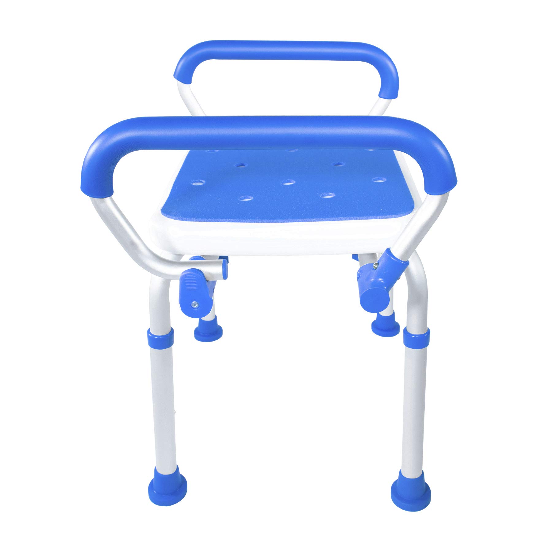 PCP Banco de baño para ducha, asiento de seguridad, brazos oscilantes, altura ajustable, taburete médico para personas mayores, color azul