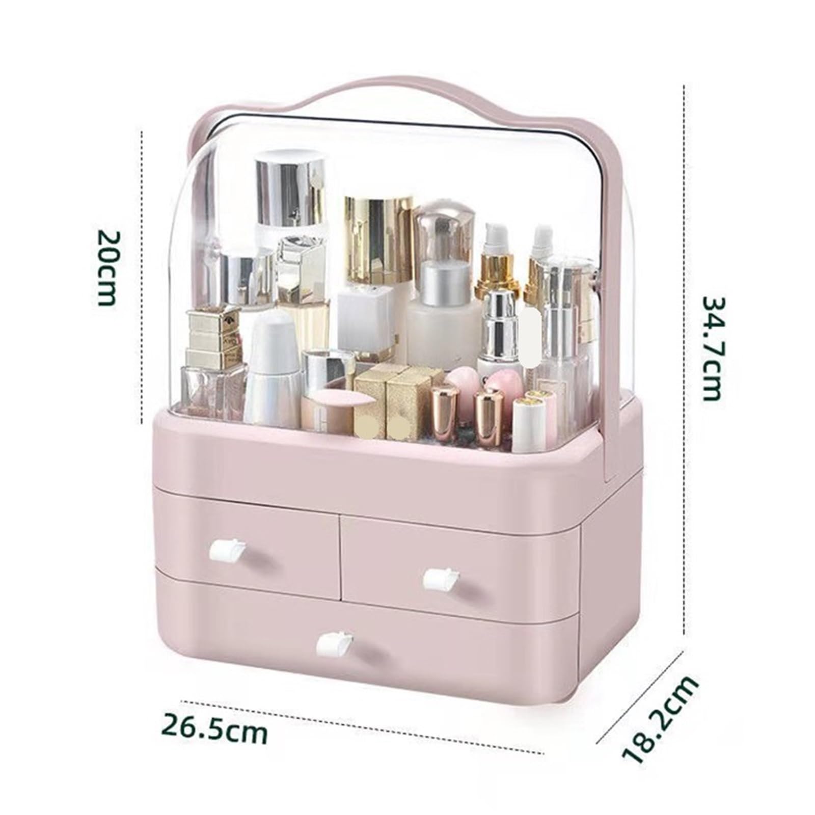 1 x Kosmetikbox - staubdichter Tisch-Organizer mit Schublade (WHITE)