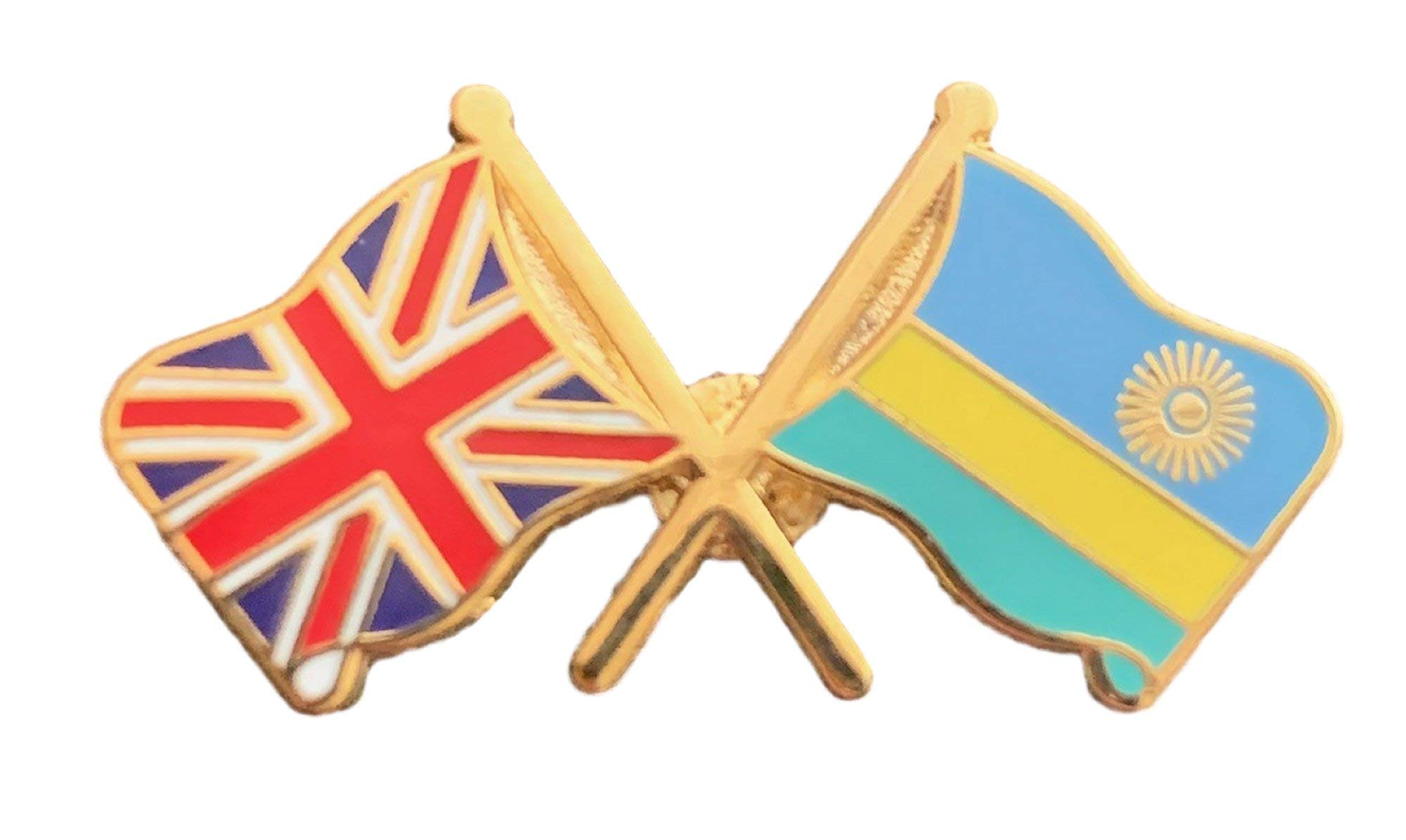 Union Jack & Rwanda Flags Friendship Courtesy Enamel Lapel Pin Badge T1054