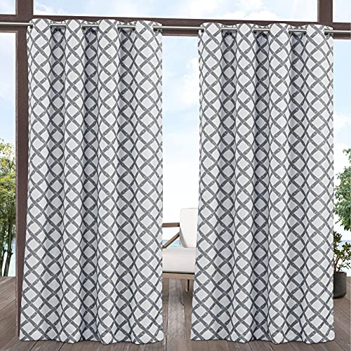 Exclusive Home Bamboo Trellis Indoor Outdoor Light Filtering Grommet Top Curtain...