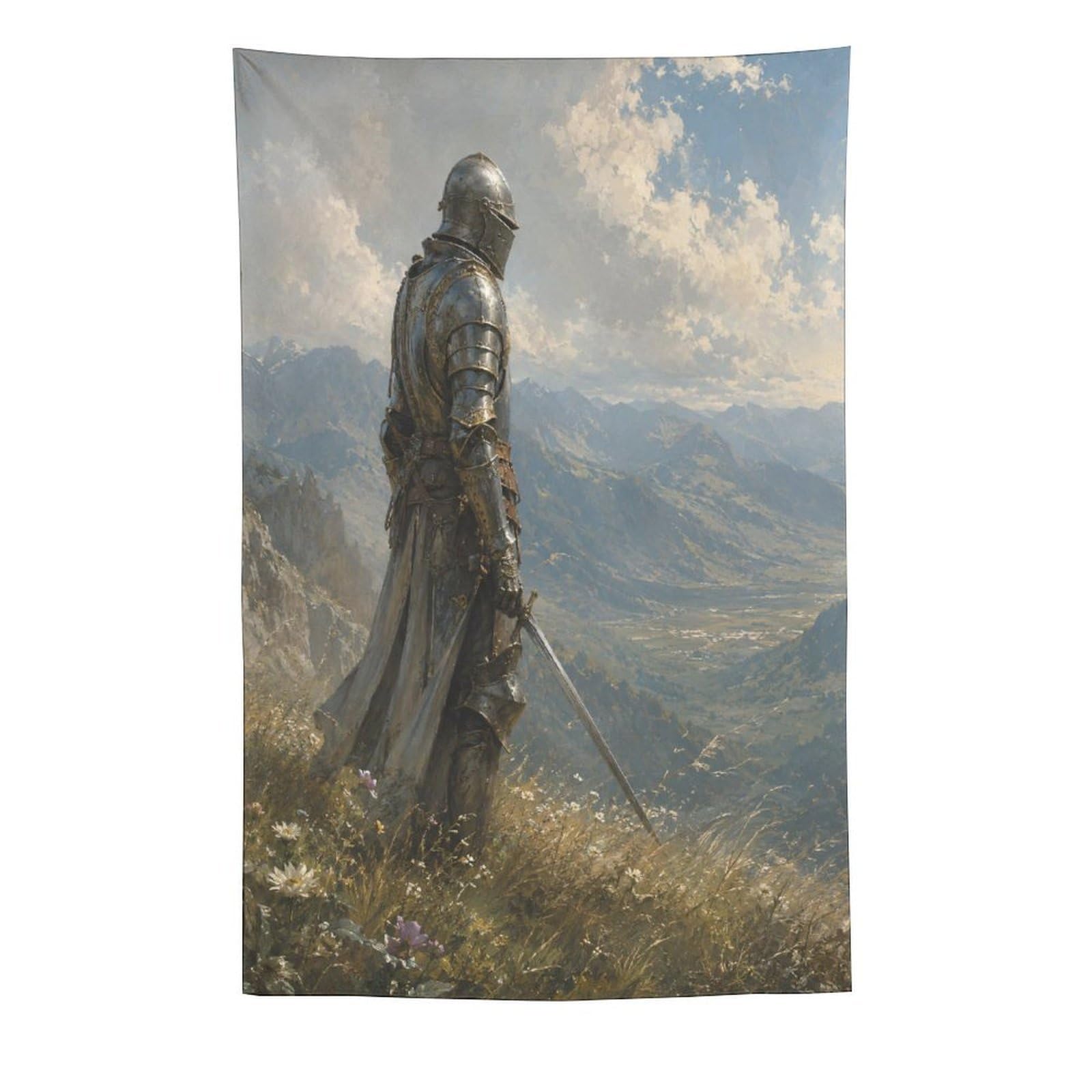 H3B8U2Y5 Medieval Knight Valley Wall Tapestry, Medieval Illustration Style
