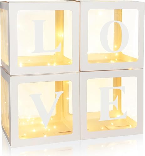 Decoración de caja de globos para baby shower, decoración de primer cumpleaños con letras LED, cadena de luces LED, sin globos (amor)