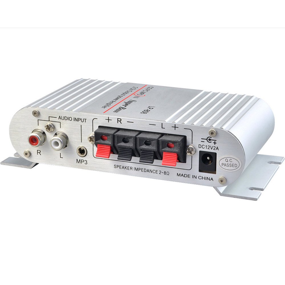 12V Mini Portable Wired HiFi Super Bass Amplifier for Mobile Phone MP3 PC with Volume Control Wall Charger Super Bass