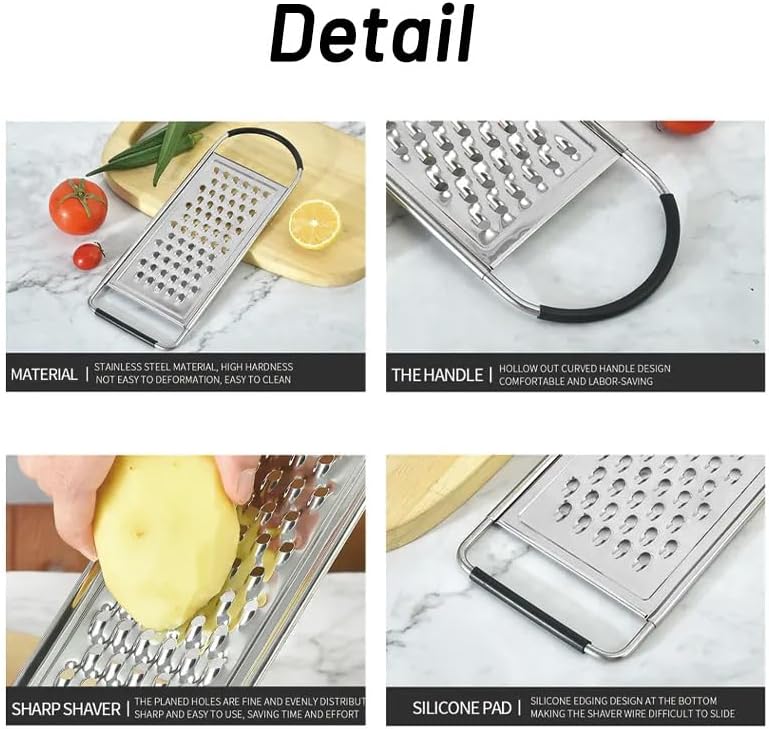 Miniatura 2 de 1 paquete de rallador de queso, rallador de queso de acero inoxidable de mano, rallador de alimentos con mango antideslizante, ralladores para