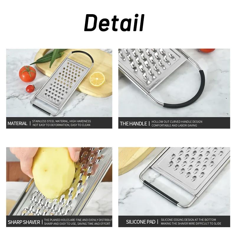 1 paquete de rallador de queso, rallador de queso de acero inoxidable de mano, rallador de alimentos con mango antideslizante, ralladores para cocina, queso, papa, verduras (1 unidad) 2