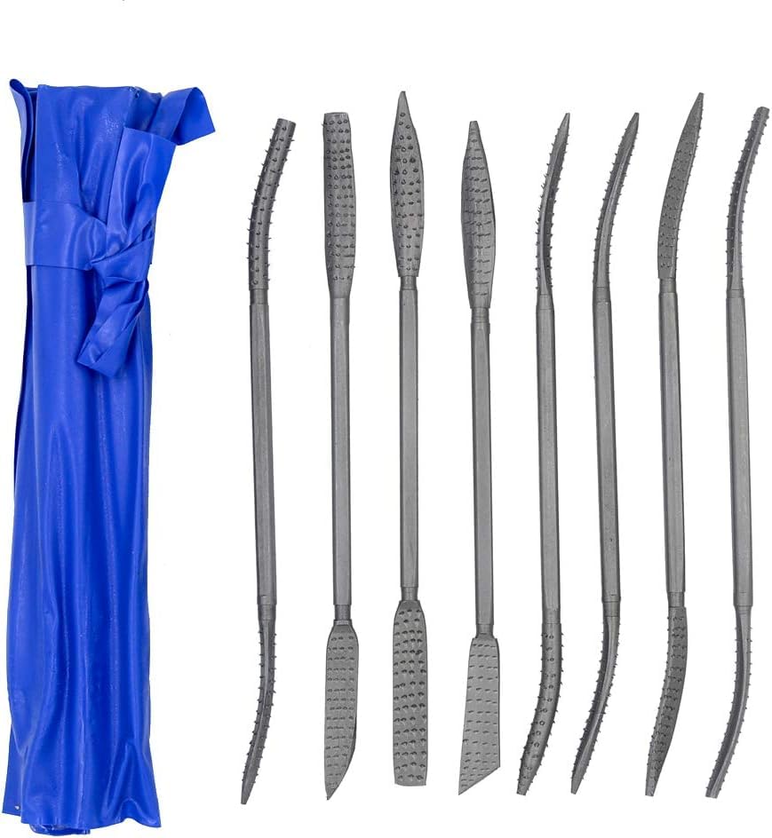 Juego De Limas Y Escofinas, 8 Piezas Escofinas De Madera, 8 Pulgada Doble Extremo Escofinas Limas Para Madera, 8 Formas Juego De Limas De Aguja Aleación De Acero Para Tallar, Pulir La Carpintería