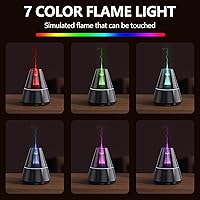 Vista 2 de Flame Essential Oil Diffuser, Upgrade 7 Colour Lights Aromatherapy Diffuser, Oil Diffuser, Air Humidifier, Aroma Diffusers for Home, Bedroom