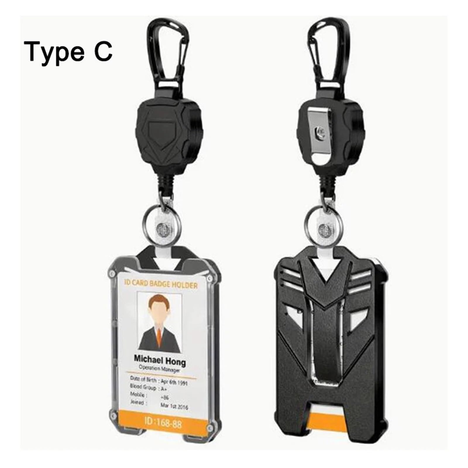 Portabadge con clip for portacarte di credito Custodia for autobus Portadocumenti retrattile resistente-3 stile Adatto all'uso in ufficio(3 Set ABC)