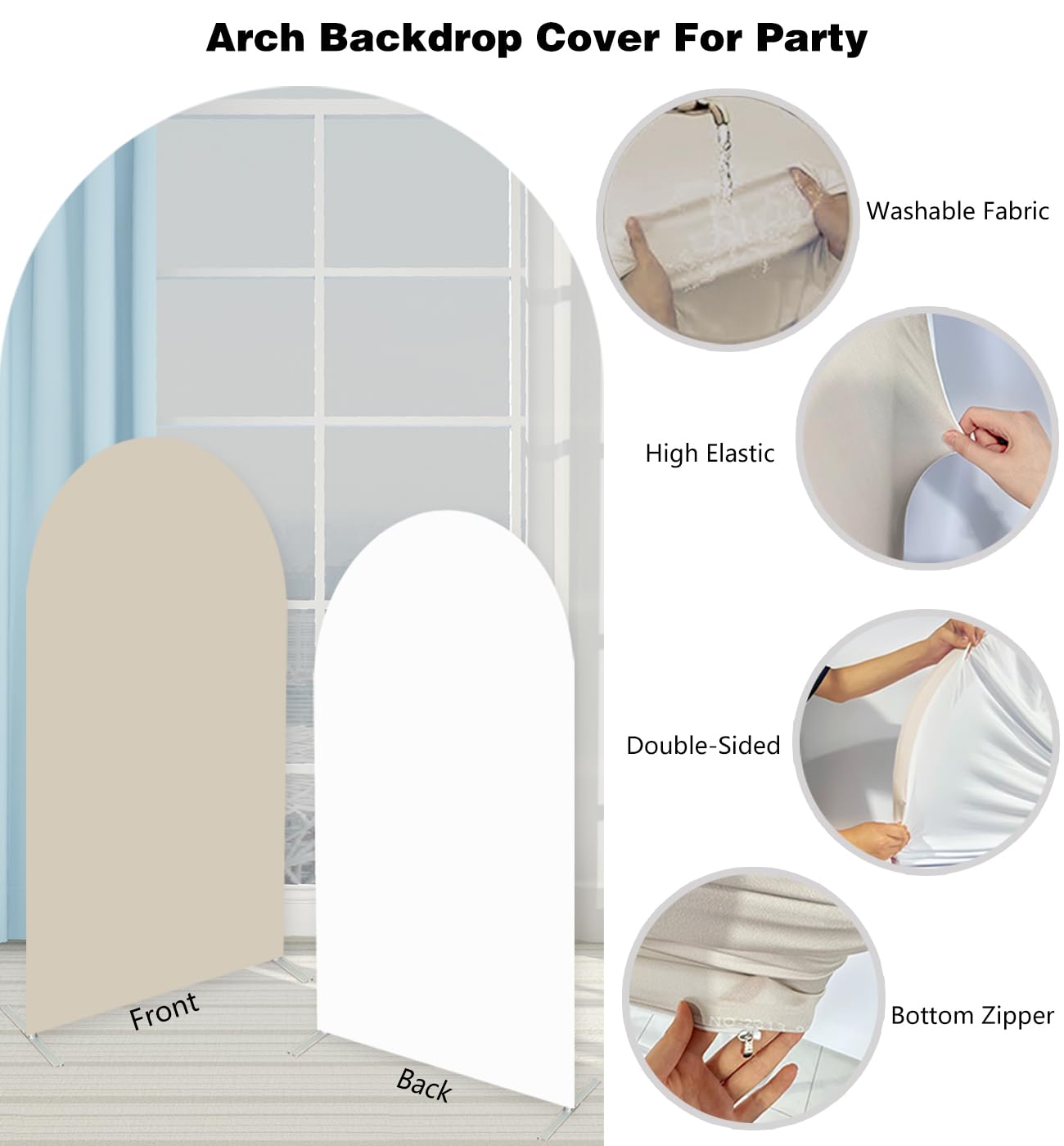 Double Sided Arch Backdrop Cover Elastic Spandex Background Wedding Birthday Baby Shower Anniversaire Custom Party Decorations - 44