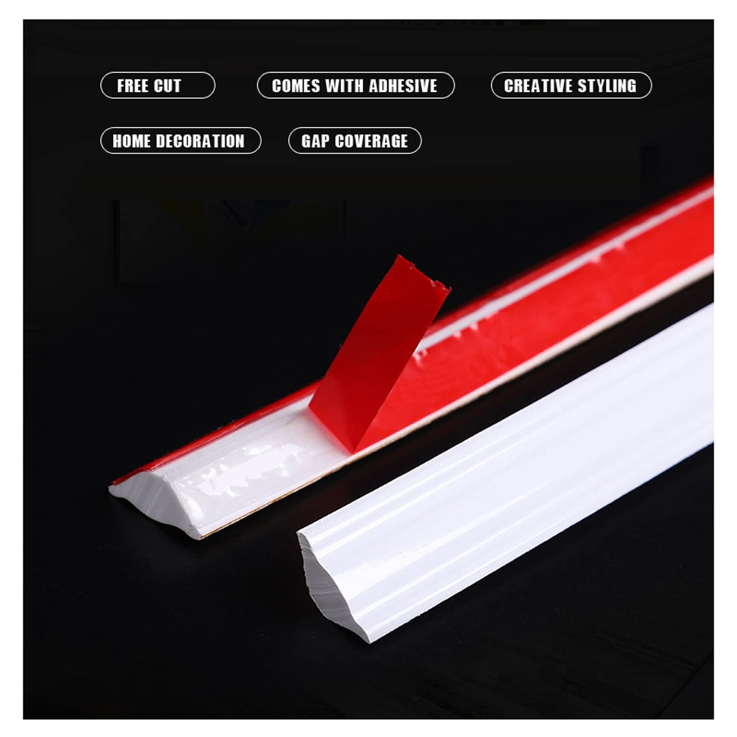 GELINTONG PVC Quadrant Trim Caulk Strip,4.9Meters Moulding Trim Self