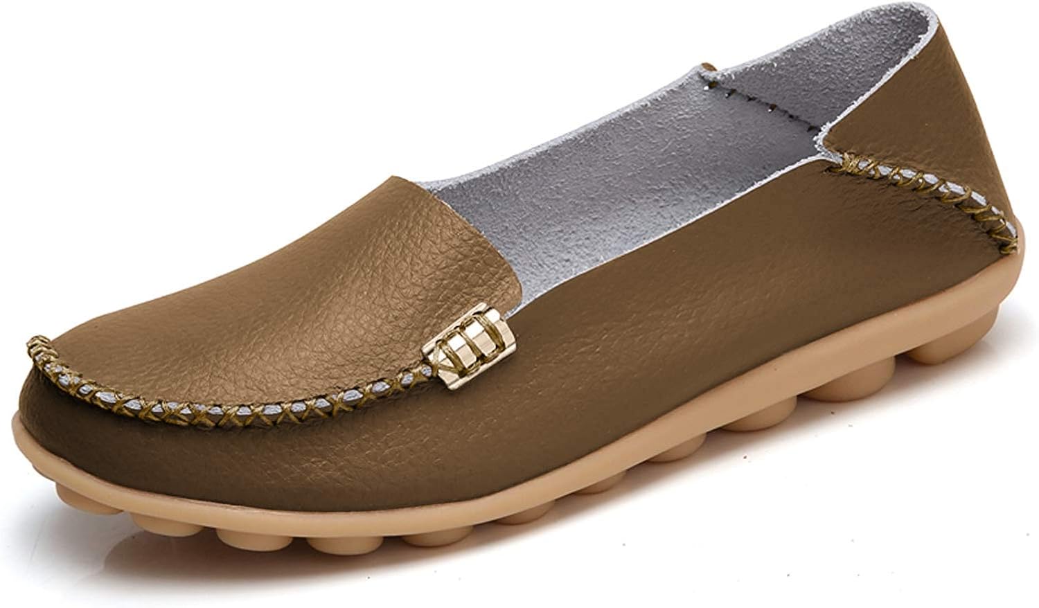 VenusCelia Women's Comfort Walking Boat Shoe 6 Khaki