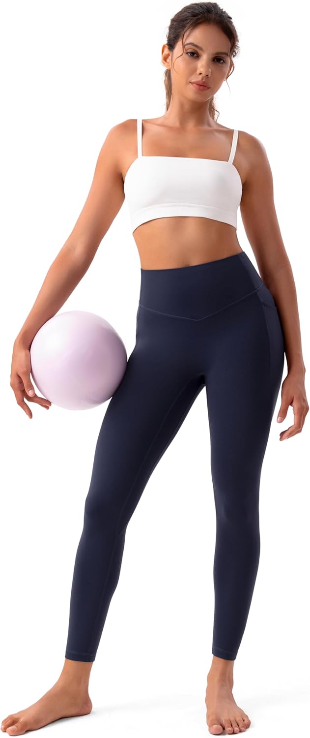 YUNOGA HugMotion No Front Seam Leggings for Women with Pockets - 25 Inches High Waisted Buttery Soft Workout Gym Yoga Pants - Image 6
