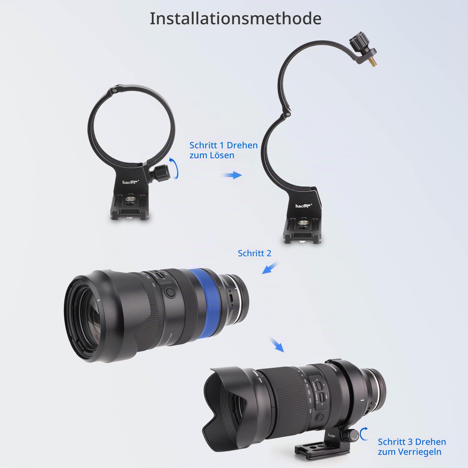 Haoge Objektivkragen für Tamron 50–400 mm A067 Objektiv mit integriertem QD-Loch, Arca-Typ, Schnellwechselplatte, Ersatz, LMR-TL540 Stativ-Halterungsring