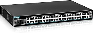 YuanLey 48 Port Gigabit PoE Switch Unmanaged with 2 1000Mbps SFP Uplink, 400W PoE+ Port Support 802.3af/at, 50 Port Network Switch, Metal Rackmount Power Over Ethernet Switch