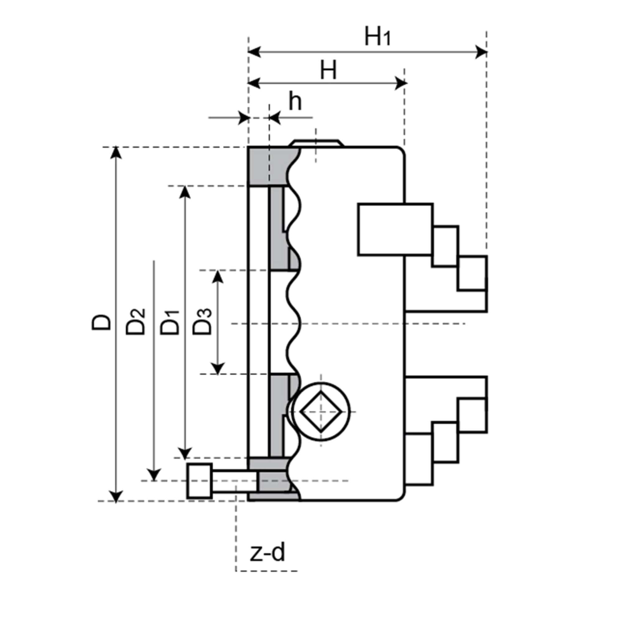 Mandrino autocentrante di precisione tornio 4+4 griffe ø 250 mm - MA AC M425