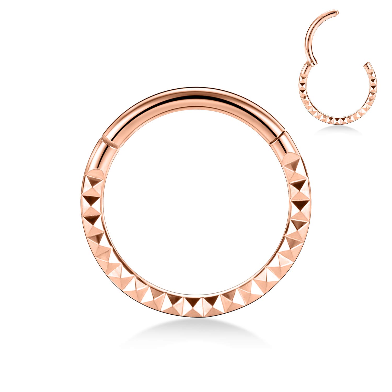 AROWRO 16G Stainless Steel Septum Clicker Daith Earrings Daith Rook Tragus Helix Cartilage Lobe Septum Piercing Jewelry Snake/Pyramid/Arrow/Star Design Hinged Segment Ring — view 33
