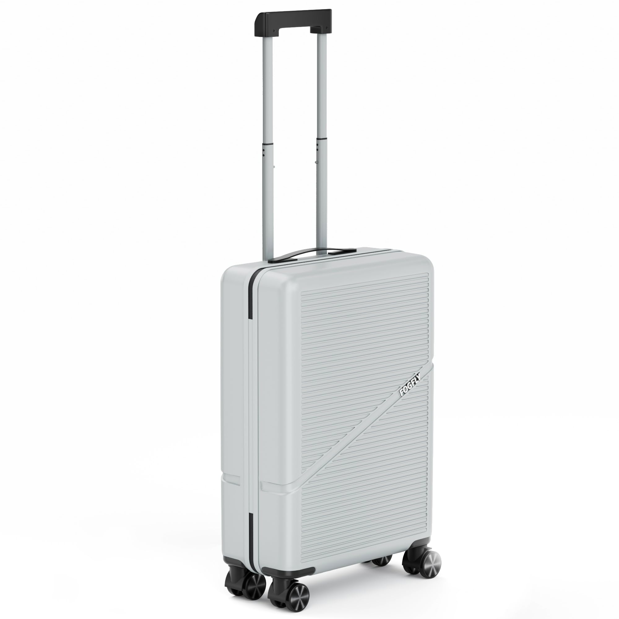 Valigia rigida con ruote girevoli, approvata dalle compagnie aeree da 50,8 cm, leggera, con serratura TSA e porta di ricarica USB per viaggi, Grigio, Valigia rigida leggera con serratura Tsa e porta