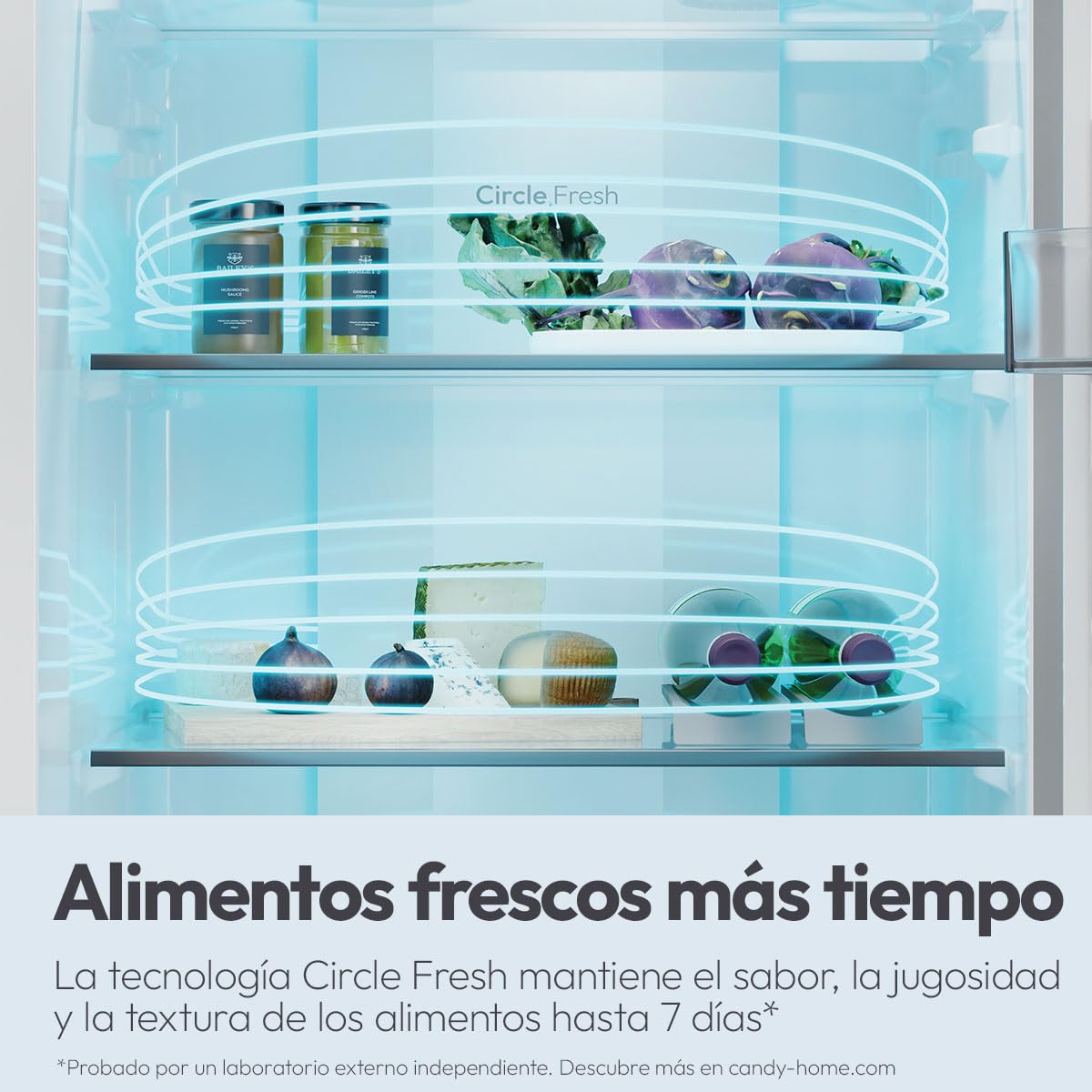 CANDY Fresco Style CNCQ2T6S18DX, Frigorífico Combi, Ancho 59,5cm, Altura 185cm, 315L, Total No Frost, Motor Inverter, Cajón Humidity, Control Digital Interno, Luz LED, Puertas Reversibles, Inox