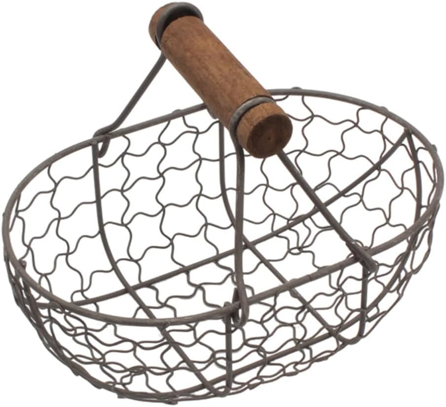 Wire Basket Egg Holder Metal Wire Egg Basket Oval Gathering Egg Basket Country
