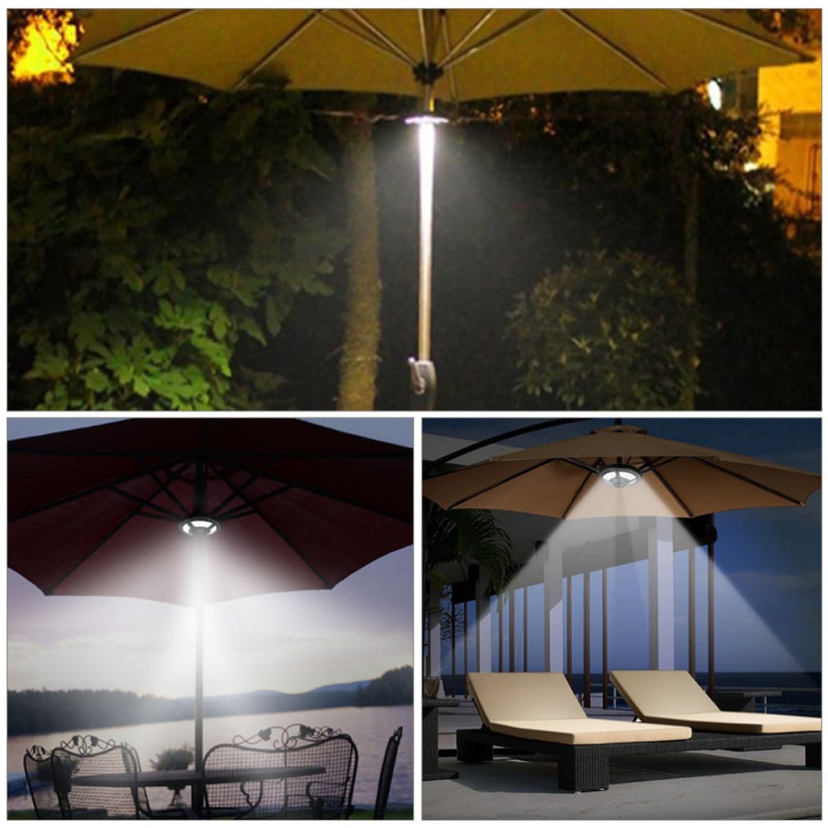 Beaupretty Lampada Sicura Campeggio Multifunzione Ombrellone e LED da Campeggio in ABS Nero, Luce Esterna Attività Notturne All'aperto
